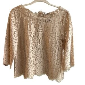 JOIE 3/4 sleeve top nude eyelash lace Size S